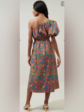 Sugarlips Zhade Tropics Bridgette One Shoulder Midi Dress Size XS